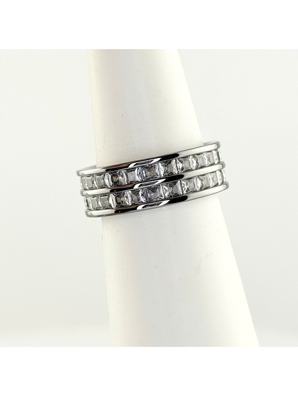 Bomb Party Ring Sz 8 "Perfect Rivulets" Clear Cz on Hematite RG63877
